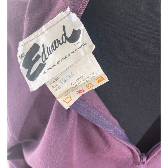 Vintage 1970s dress, purple, grey, A line, long sleeves, Mr Edwards, 8/10 (M) - Picture 10 of 10